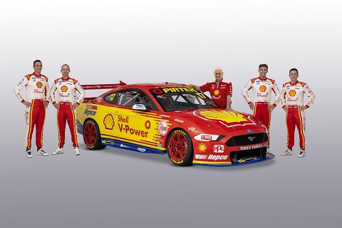 Iconisch Shell  kleurenschema voor 1000e wedstrijd Dick Johnson Racing