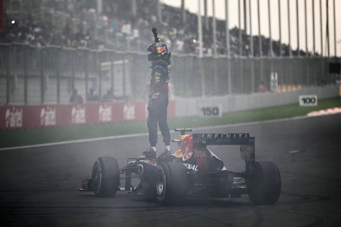 Vettel op auto