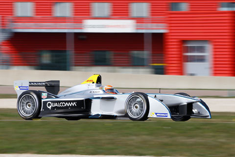 1. Jarno Trulli testing the new Formula E car