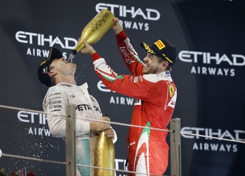 Rosberg Vettel champagne