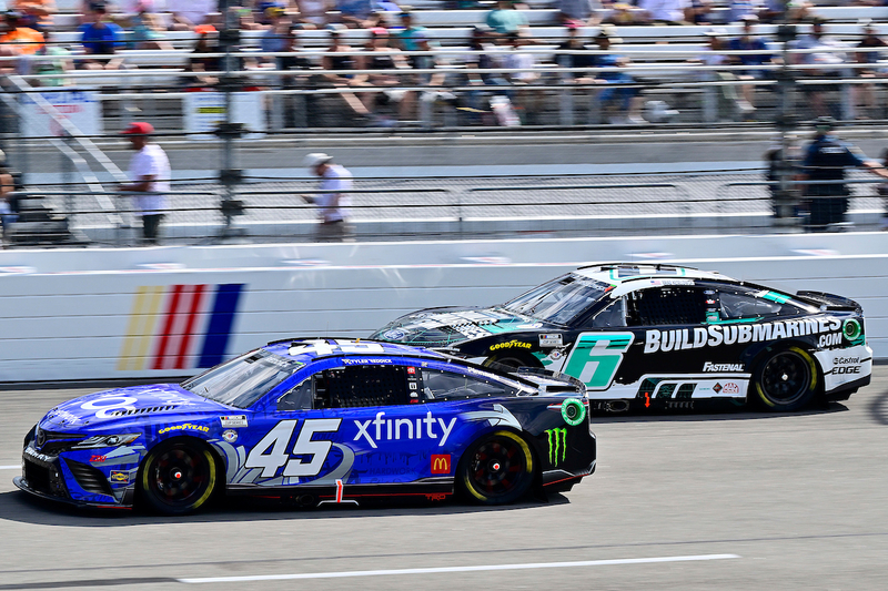 #45: Tyler Reddick, 23XI Racing, Xfinity 10G Network Toyota Camry and #6: Brad Keselowski, RFK Racing, BuildSubmarines.com Ford Mustang