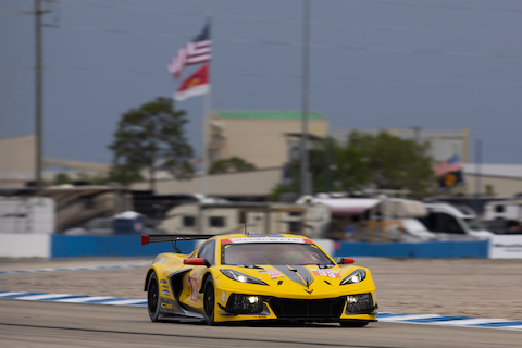 Corvette Racing; Corvette C8.R at FIA WEC 1000 Miles of Sebring; Sebring International Raceway in Sebring, Florida; March 11-12th, 2023; C8.R #33 driven by Ben Keating, Nicky Catsburg and Nico Varrone (©Eric Klauser/Chevrolet)