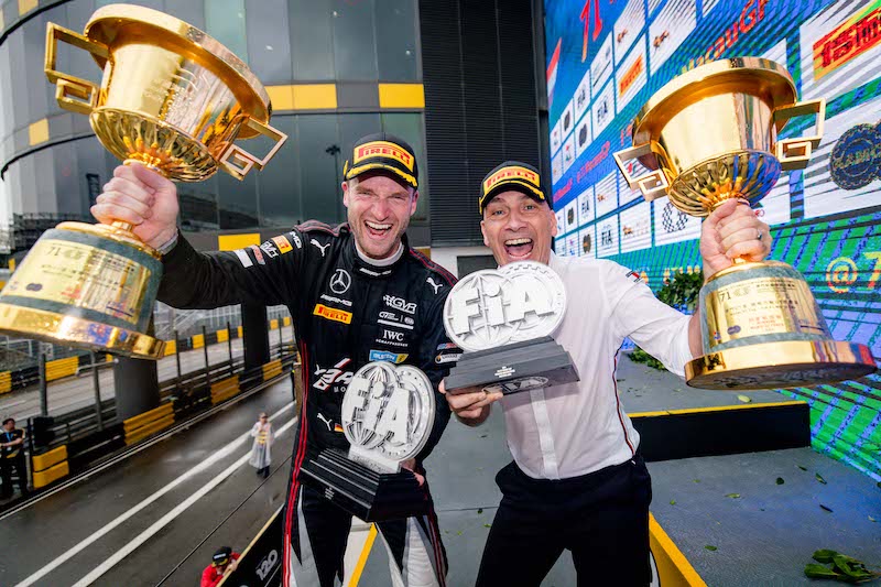 #130 Mercedes-AMG GT3, Mercedes-AMG Team GMR, Maro Engel (GER), Leiter Mercedes-AMG Customer Racing Stefan Wendl (GER), FIA GT World Cup 2024, Guia Circuit, Macau #130 Mercedes-AMG GT3, Mercedes-AMG Team GMR, Maro Engel (GER), Head of Mercedes-AMG Customer Racing Stefan Wendl (GER), FIA GT World Cup 2024, Guia Circuit, Macau 