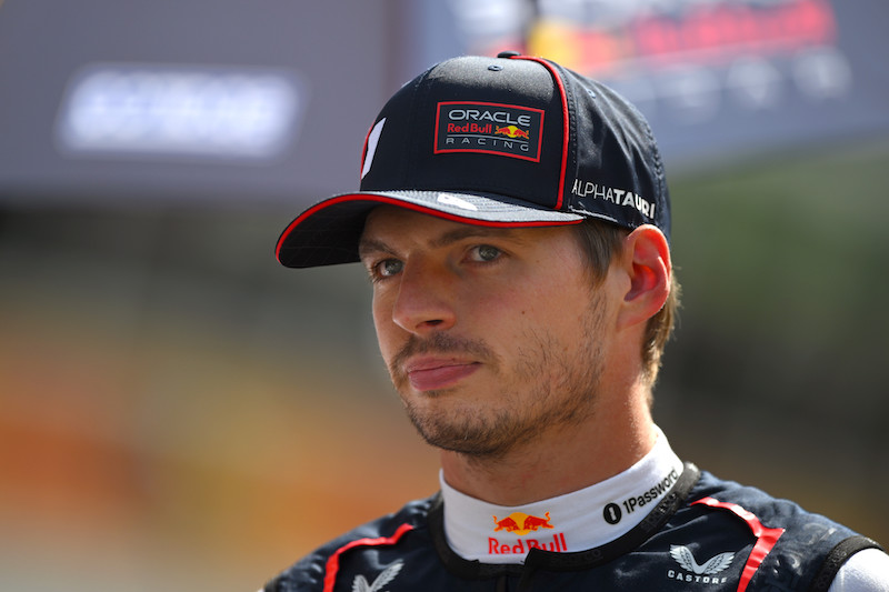 MONZA, ITALY - SEPTEMBER 07: Max Verstappen of the Netherlands and Oracle Red Bull Racing looks on during the F1 Grand Prix of Italy at Autodromo Nazionale Monza on September 07, 2025 in Monza, Italy. (Photo by Rudy Carezzevoli/Getty Images) // Getty Images / Red Bull Content Pool // SI202509071267 // Usage for editorial use only // 