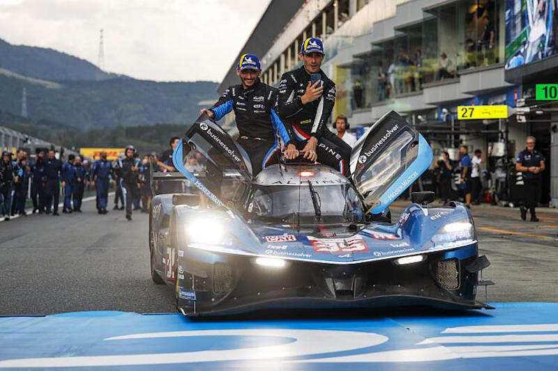 35 CHATIN Paul-Loup (fra), HABSBURG Ferdinand (aut), MILESI Charles (fra), Alpine Endurance Team, Alpine A424 #35, Hypercar, action celebrates their win during the 6 Hours of Fuji 2025, 7th round of the 2025 FIA World Endurance Championship, from September 26 to 28, 2025 on the Fuji Speedway in Oyama, Shizuoka, Japan - Photo Julien Delfosse / DPPI