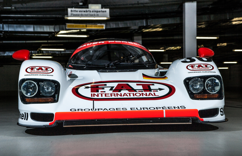 1994 Dauer Porsche 962 LM GT, chassis 001 at the Porsche Museum, Stuttgart, Germany, 2019