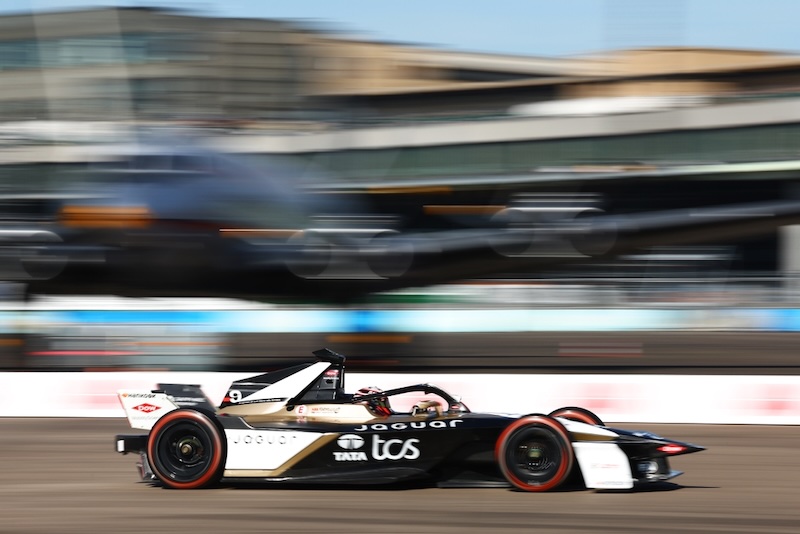 BERLIN, GERMANY - MAY 03: Mitch Evans of New Zealand driving the (9) Jaguar TCS Racing Jaguar I-TYPE 7 on track during practice, ahead of the Berlin E-Prix, Round 8 of the 2026 FIA Formula E World Championship at Tempelhof Airport Circuit on May 03, 2026 in Berlin, Germany. (Photo by Joe Portlock/LAT Images)