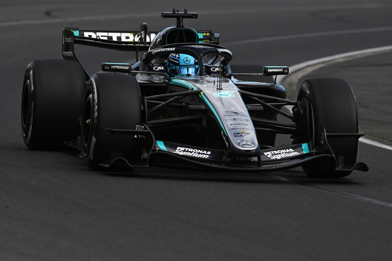 Australian Grand Prix, Sunday, Getty Images MELBOURNE, AUSTRALIA - MARCH 08: George Russell of Great Britain driving the (63) Mercedes AMG Petronas F1 Team W17 on track during the F1 Grand Prix of Australia at Albert Park Grand Prix Circuit on March 08, 2026 in Melbourne, Australia. (Photo by Rudy Carezzevoli/Getty Images)