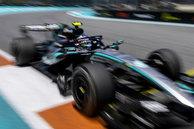 Miami Grand Prix, Friday, Getty Images MIAMI, FLORIDA - MAY 01: Andrea Kimi Antonelli of Italy driving the (12) Mercedes AMG Petronas F1 Team W17 on track during practice ahead of the F1 Grand Prix of Miami at Miami International Autodrome on May 01, 2026 in Miami, Florida. (Photo by Sam Bloxham/LAT Images)