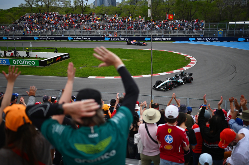 Canadian Grand Prix, Saturday, Getty Images MONTREAL, QUEBEC - MAY 23: Pole position qualifier George Russell of Great Britain driving the (63) Mercedes AMG Petronas F1 Team W17 waves at the crowd on track during qualifying ahead of the F1 Grand Prix of Canada at Circuit Gilles-Villeneuve on May 23, 2026 in Montreal, Quebec. (Photo by Guido De Bortoli/LAT Images)