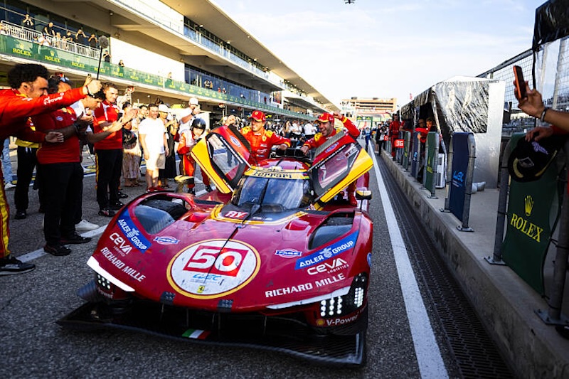 50 FUOCO Antonio (ita), MOLINA Miguel (spa), NIELSEN Nicklas (dnk), Ferrari AF Corse, Ferrari 499P #50, Hypercar, celebrations during the Lone Star Le Mans 2026, 5th round of the 2025 FIA World Endurance Championship, from September 4 to 6, 2026 on the Circuit of The Americas in Austin, Texas, United States of America - Photo Fabrizio Boldoni / DPPI